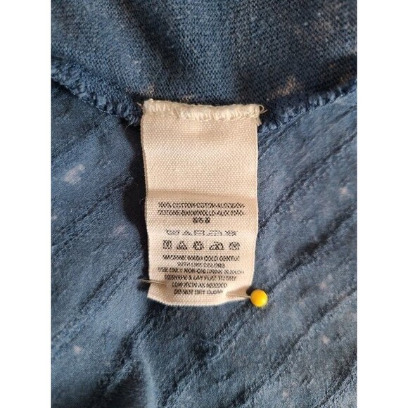 Free People Blue Cotton Top Puff Sleeve Bib Blouse Distressed Wash We The Free - Picture 9 of 9